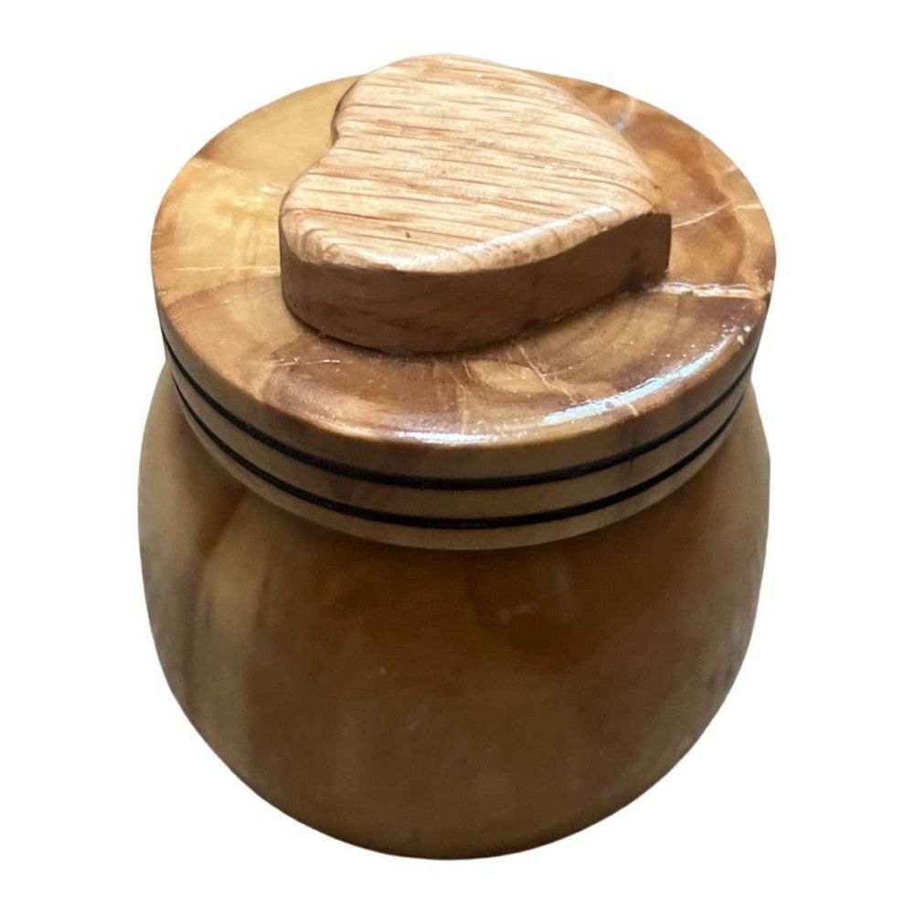 The Wood Box Heart Engraved Canister with Lid Cover Storage Brown 3”